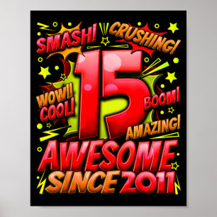 Póster 15 años para niños cumpleaños 15 años niño 15 años
