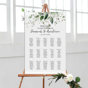 Póster 15 mesas elegante boda de vegetación