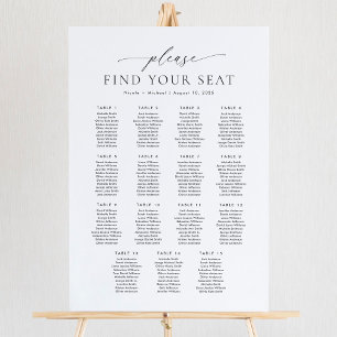 Póster 15 Mesas Por Favor Encuentre Su Asiento Gráfico de