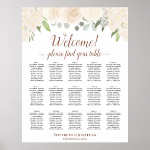 Póster 15 Tabla de asientos para Rosas Rubor Peach Boda