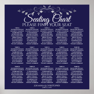Póster 15 Tabla Elegante Boda azul de la Marina