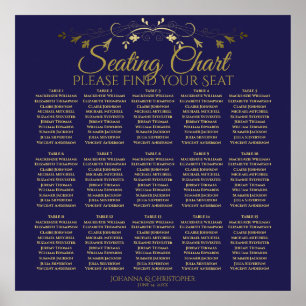 Póster 15 Tabla Tabla de asientos simples Bodas de oro y