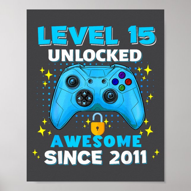 Póster 15th Birthday For Boys 15 Years Birthday Kids  (Frente)