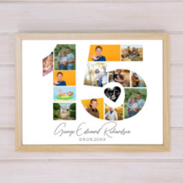 Póster 15th Birthday Photo Collage Poster Keepsake