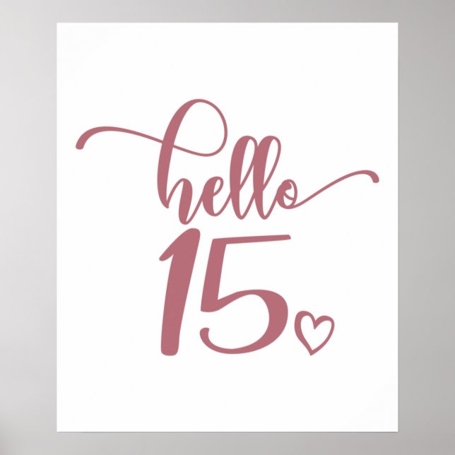 Póster 15th Birthday Women Hello 15 Cute 15 Years Old (Frente)