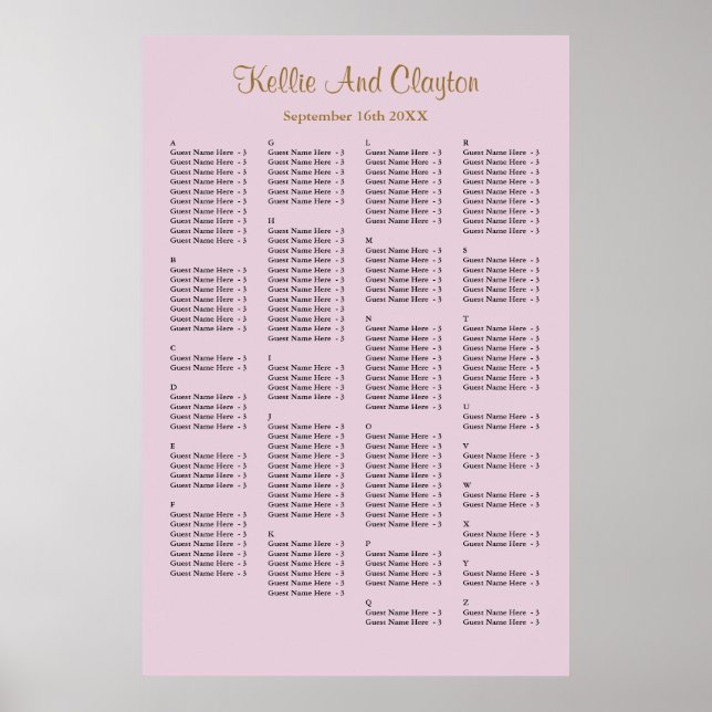 Póster 160 Gráfica de asientos Boda simple púrpura (Frente)