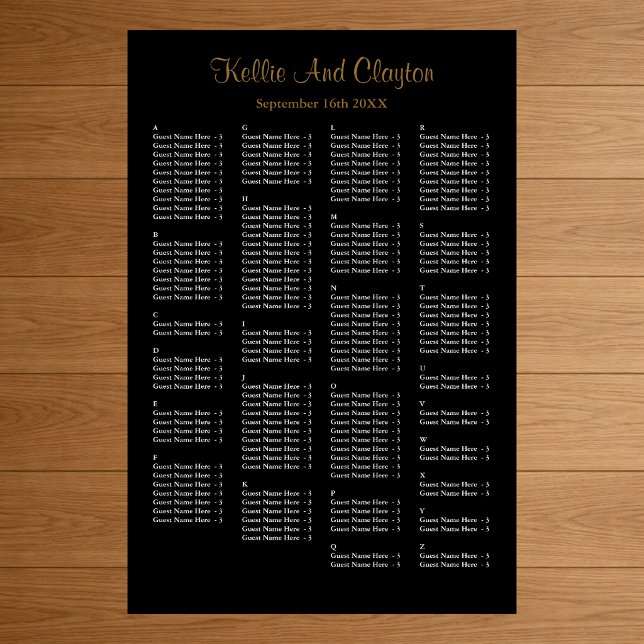 Póster 160 Sencilla tabla de asientos de Boda negro (Subido por el creador)