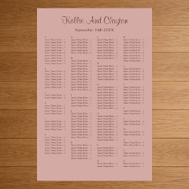 Póster 160 Tabla de asientos Boda simple Rosa de canela