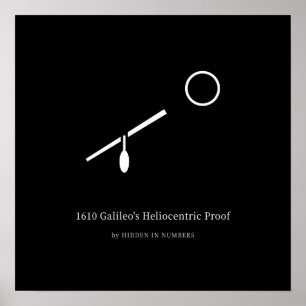 Póster 1610 Prueba Heliocéntrica de Galileo Minimalista