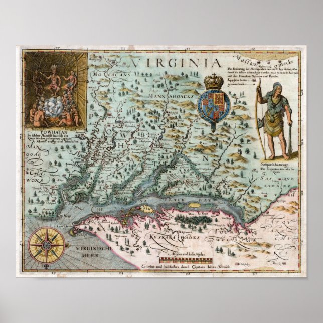 Póster 1627 Virginia Map (Frente)