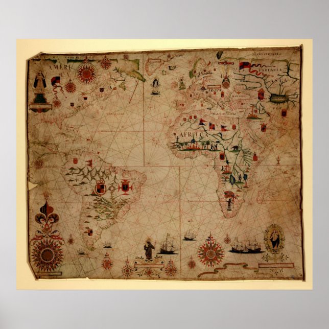Póster 1633 Gráfico de Portolan Océano Atlántico - Pashal (Frente)
