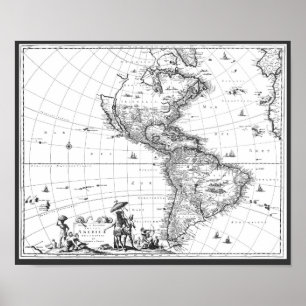 Póster 1671 Map Totius Americae Descriptio