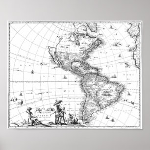 Póster 1671 Mapa Totius Americae Descriptio