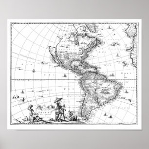 Póster 1671 Mapa Totius Americae Descriptio