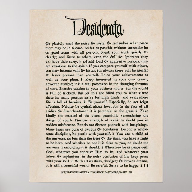 Póster 1692 - Desiderata (Frente)