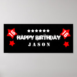Póster 16.ª Estrella de Cumpleaños Nombre Personalizado V