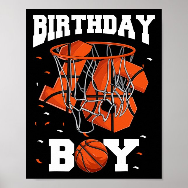 Póster 16.º cumpleaños de niños de baloncesto1 (Frente)