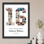 Póster 16.º cumpleaños número 16 Collage de fotos Persona<br><div class="desc">Celebra el 16 cumpleaños de tu adolescente con este poster de collage de fotos número 16 personalizado. Este regalo de personalizable es una manera perfecta de mostrar recuerdos preciosos del primer año de su hijo. El poster presenta un collage de fotos que capturan esos momentos especiales, y se puede personalizar...</div>