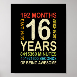Póster 16.º cumpleaños Retro de cosecha de 16 años de eda