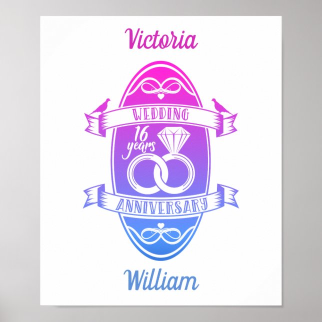 Póster 16 Aniversario del 16º boda (Frente)