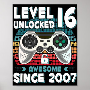 Póster 16 años BDay Son Boy Fun Gamer 16 años