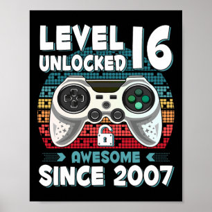 Póster 16 años Bday Son Boy Funny Gamer 16 años Bir