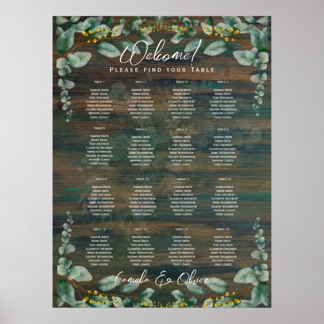 Póster 16 Mesa Vegetación de madera rústica Eucalyptus As (Frente)
