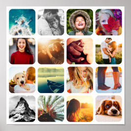 Póster 16 Photo Grid Wall Poster Template Collage