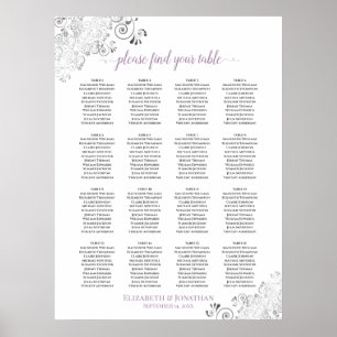 Póster 16 Tabla de asientos Boda de encaje de mesa Lavand