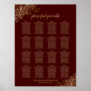 Póster 16 Tabla de asientos de Boda de oro de lacy de mes