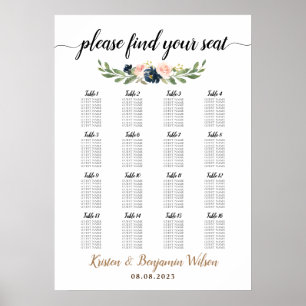 Póster 16 Tabla de asientos para invitados grandes Bodas