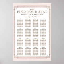 Póster 16 Tablas | Boda de Relieve metalizado dorado Rosa