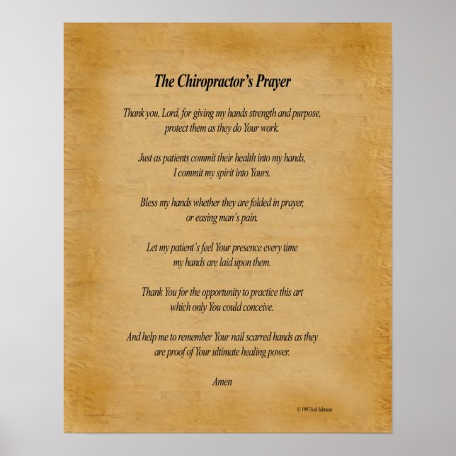 Póster 16 x 20 Chiro Prayer (Frente)