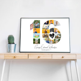 Póster 16th Birthday Photo Collage Poster Keepsake