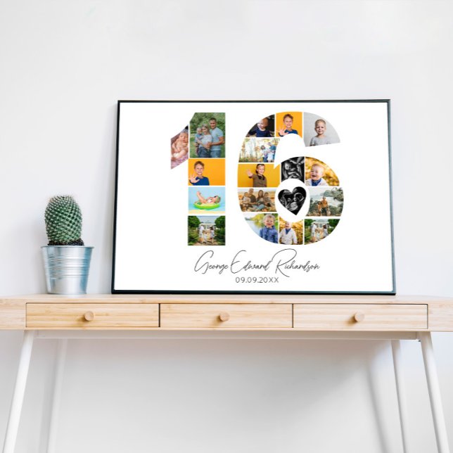Póster 16th Birthday Photo Collage Poster Keepsake (Subido por el creador)