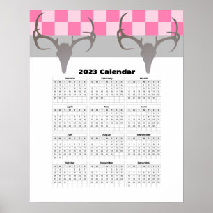 Póster 16x20 Deer Skull Antlers 2023 Hunter Calendar