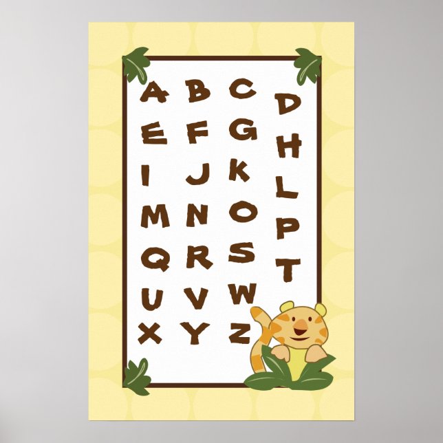 Póster 16x24 Nursery Art ABC Chart Jungle Babies (Frente)