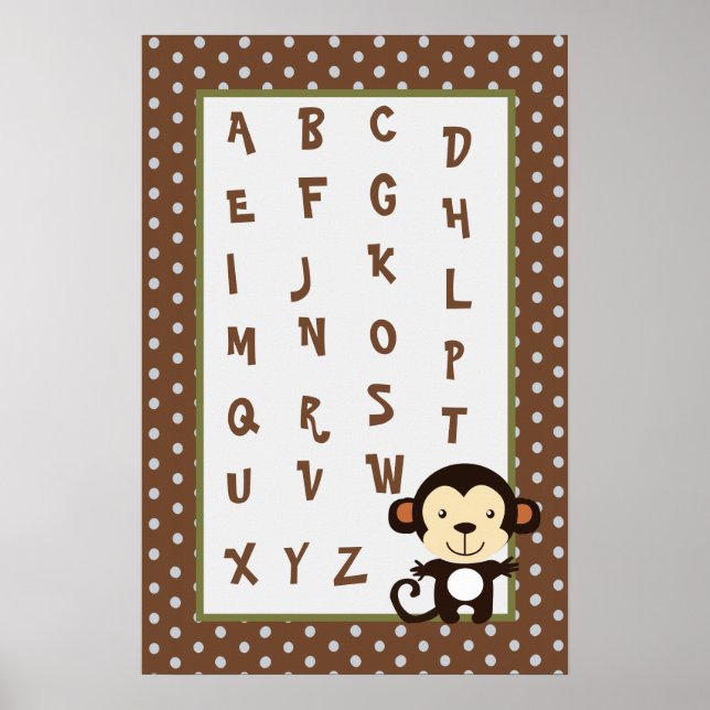 Póster 16x24 Nursery Art ABC Chart Jungle Play (Frente)