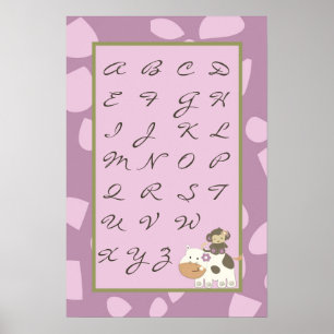 Póster 16x24 Nursery Art ABC Gráfica Jacana Chica Jungle