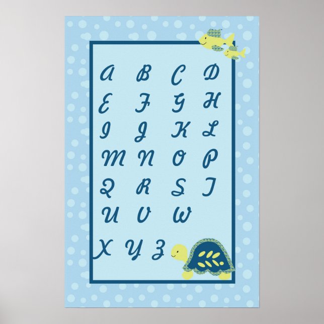 Póster 16x24 Nursery Art ABC Gráfico Arrecife de tortuga  (Frente)