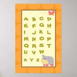 Póster 16x24 Nursery Art ABC Gráfico Chica de punzonado t