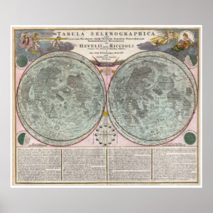 Póster 1707 Map of the Moon