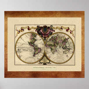 Póster "1720 Guillaume DeLisle" Olde World Map Poster