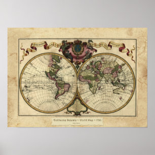 Póster "1720 Guillaume DeLisle" Olde World Map Poster