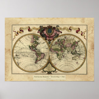 Póster "1720 Guillaume DeLisle" Olde World Map Poster