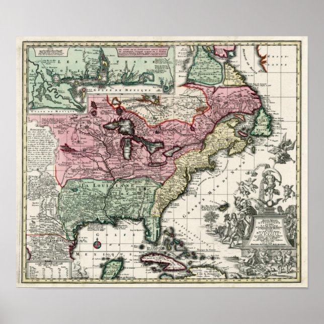 Póster 1720 Map of the Colonies of North America (Frente)