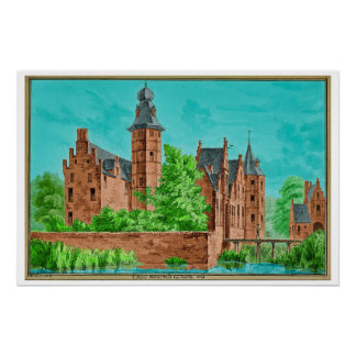 Póster 1729 A. de Haen Dutch Kasteel WESTERVELT ... 