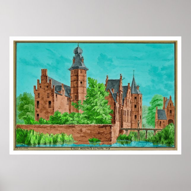 Póster 1729 A. de Haen Dutch Kasteel WESTERVELT ...  (Frente)