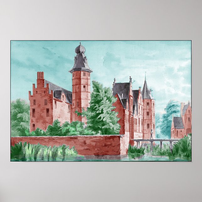 Póster 1729 A. de Haen Dutch Kasteel WESTERVELT Poster (Frente)