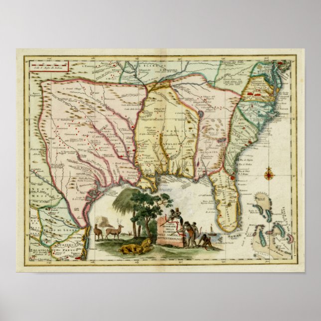 Póster 1740 Florida Map (Frente)